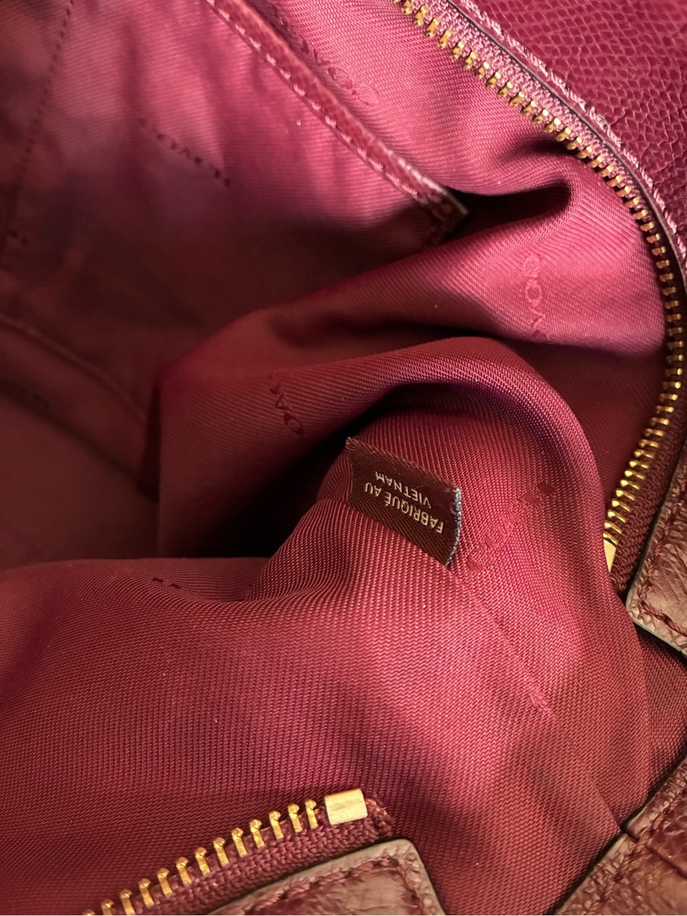 Coach Leather Turnlock Tote Purse, Oxblood Wine Red / Gold 36454 - Picture 15 of 16